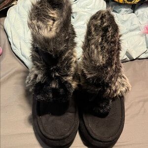 Women's Black Faux Fur Boots